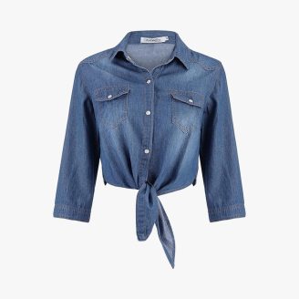 Denim Jean Top Jacket Sleeve Crop Women